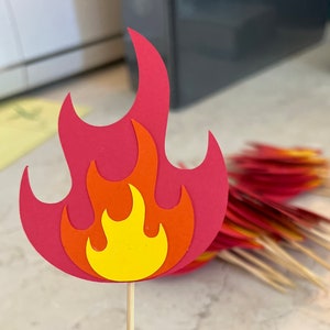 CUPCAKE TOPPERS | Fire | Flame | Birthday | Fireman | Party | Set of 24