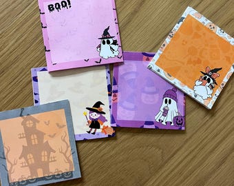Halloween notepad | Spooky memo pad | stationary | Ghosts Pumpkins Witches