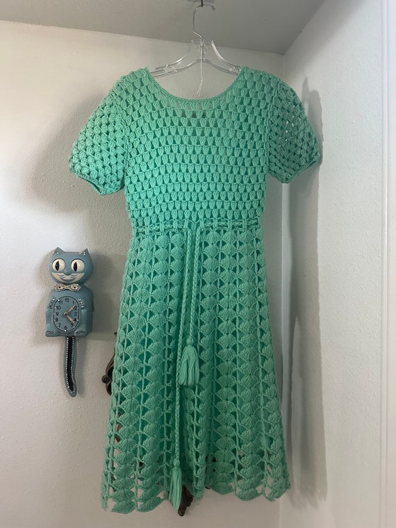 Crochet knit 1970s Hippie vintage  dress
