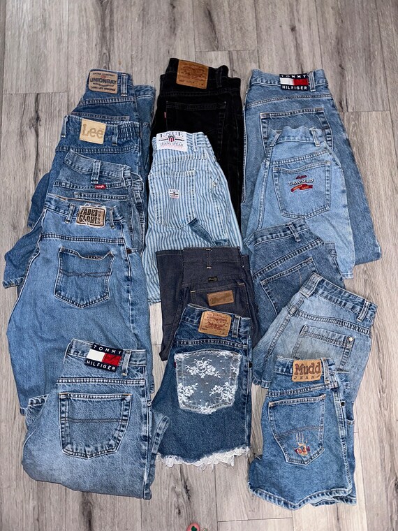 Vintage DENIM Jean shorts bundle 10 pairs of mix o