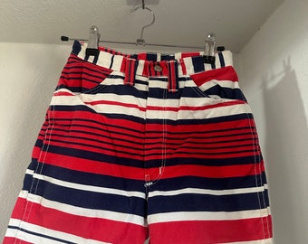 lady wrangler red blue high rise shorts
