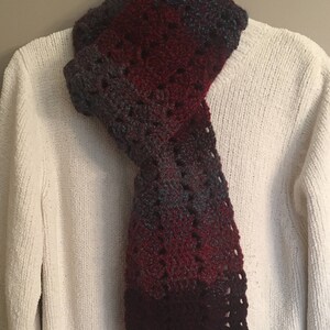 Mountain Land Textured Scarf (Wildberry), Crochet, Thick, Warm, Chunky - Ready to Ship