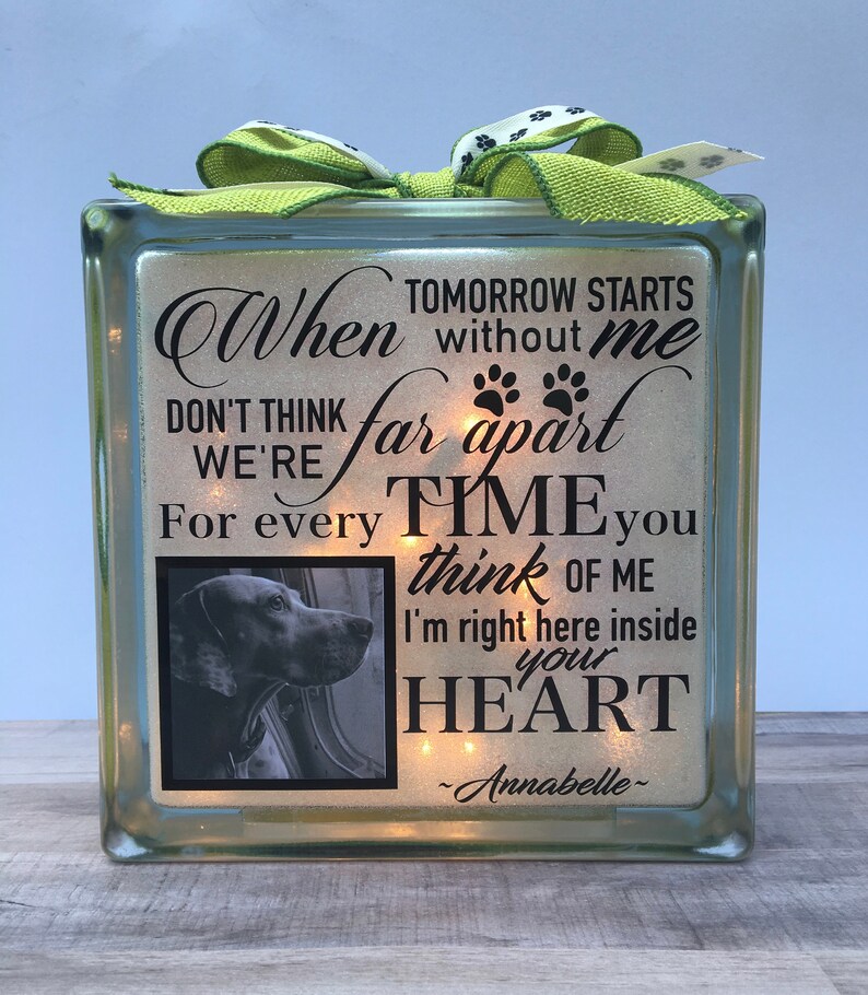 Personalized Pet Memorial Lighted Glass Block MADE TO ORDER Etsy
