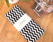 Zig zag black and white tea towel printed to natural cotton: patterned design
