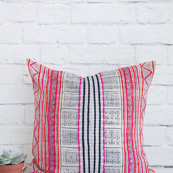 FREE U.S. SHIPPING - The "Myra" Hmong Batik Vintage Textile Pillow