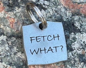 Fetch What Collar Charm - Pet Collar Charm - Dog Tag - Fetch Collar Charm - Small Pet Charm - Large Dog Collar Charm - Regalos para amantes de las mascotas -