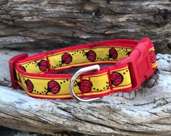 Ladybug Dog Collar - Ladybug Gifts - Red and Yellow Dog Collar - Lady Bug Dog Collars - Summertime Dog Collar - Spring Dog Collar