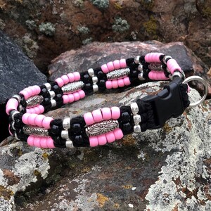 Pink Beaded Dog Collars - Beaded Dog Collars - Pink & Black Dog Collars - Gifts for New Puppy - Dog Collar - Gifts for Pet Lovers - Pet Gift