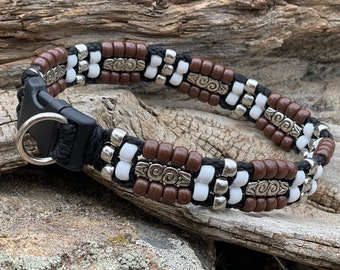 Western Dog Collar - Brown Beaded Dog Collar - Beaded Dog Collar - Custom Designer Dog Collar - Unique Beaded Dog Collar - Luxury Dog Collar
