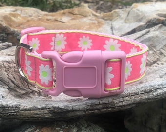 Pink Daisy Hundehalsband - Daisy Hundehalsbänder - Pink Hundehalsbänder - Blumen Hundehalsbänder - Blumen Hundehalsbänder - Süße Hundehalsbänder - Schickes Hundehalsband