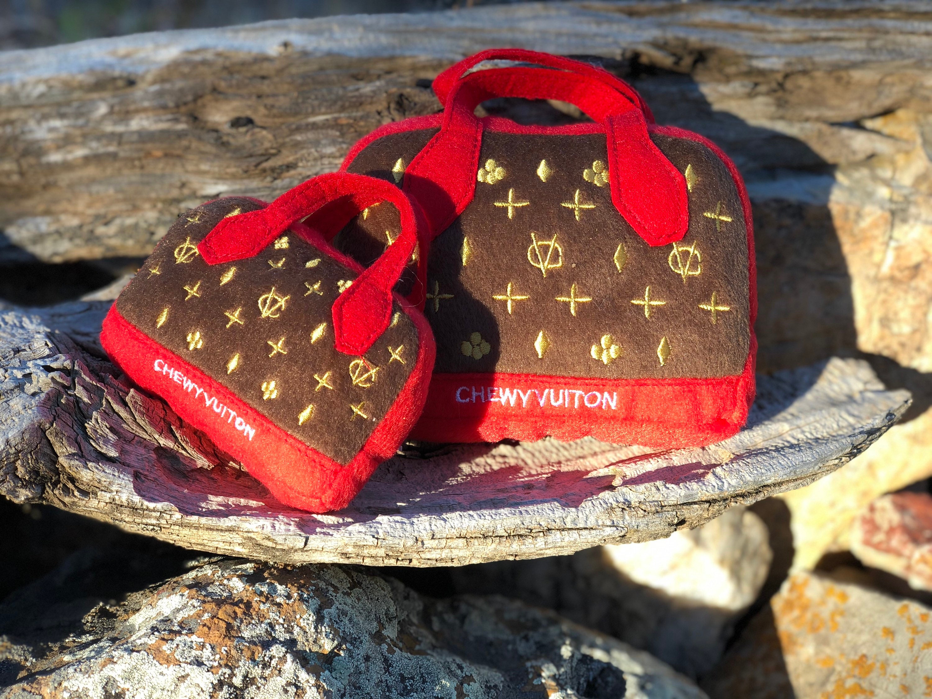 Red Chewy Vuiton Purse Toy Designer Dog Toys Chew Vuiton Etsy