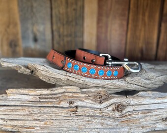 Turquoise Suede Leather Dog Leash – 4ft Fancy Dog Lead
