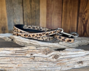 Woof Wear Italian Leather Cheetah Print Dog Leash - 4 Foot