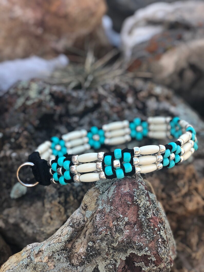 Turquoise Dog Collars Beaded Dog Collars Native American Etsy