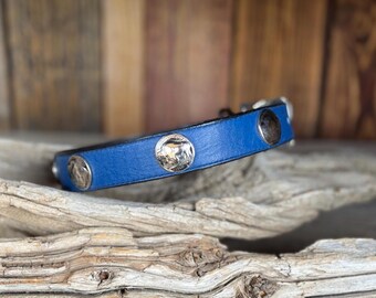 Leather Dog Collar - Buffalo Nickel, Native American Style