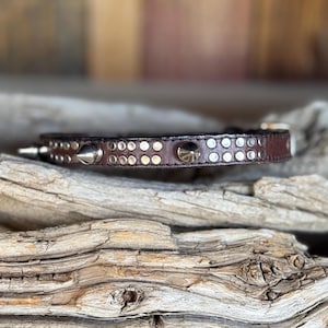 Brown Spiked Dog Collar - Anti Bite Dog Collar - Spiked Leather Dog Collar - Spiked Brown Collar Dog Collar With Spikes - Chihuahua Collars