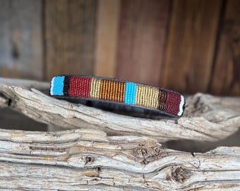 Handmade Maasai Beaded Leather Dog Collar: Kenyan Artisan Design