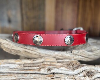Buffalo Nickel Leather Dog Collar – Western Native American Style