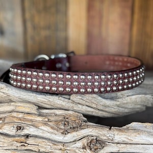 Hundehalsband mit Nieten - Braunes Hundehalsband mit Nieten - Tribal Hundehalsband - Hundehalsband mit Nieten - Geschenke für Hundeliebhaber - Hundehalsbänder