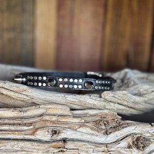 Black Spiked Dog Collar - Anti Bite Dog Collar - Spiked Leather Dog Collar - Dog Collar With Spikes - Chihuahua Collar - Black Spiked Collar