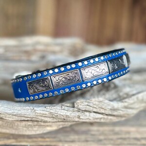 Navy Blue Leather Dog Collar - 1 Inch Wide Leather Dog Collar - Western Dog Collar  - Chic Leather Dog Collar - Navy Dog Collar - Dogs