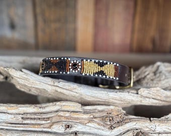 Handmade Maasai Beaded Leather Dog Collar: Kenyan Artisan Craft