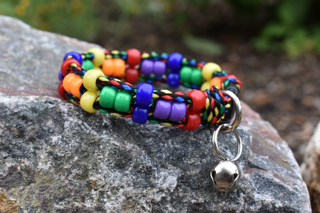 Rainbow Beaded Cat Collar Beaded Cat Collars Gay Pride Etsy