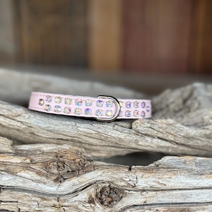 Rhinestone Dog Collar - Pink Leather Collar - Leather Dog Collar - Very Soft Dog Collar- Pink Rhinestone Dog Collar - Bling Dog Collar