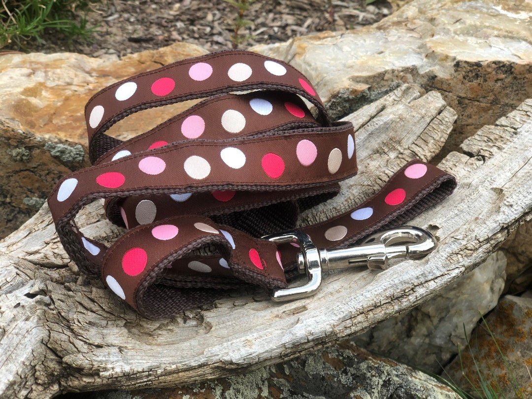 Pink Polka Dot Dog Leash Pink & Brown Dog Leashes Dog Leashes Cute Dog