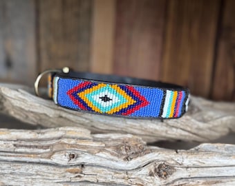 Maasai Beaded Leather Dog Collar – Handmade African Design