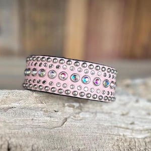Pink Leather Crystal Dog Collar - Designer Dog Collar - Crystal Dog Collar - Luxury Crystal Dog Collar - Pink Dog Collars - Bling Dog Collar