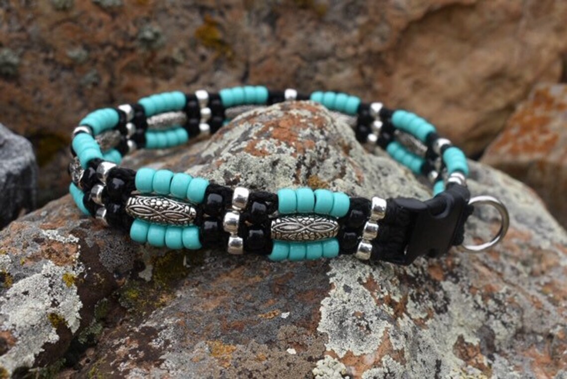 Turquoise Dog Collars Beaded Dog Collars Native American Etsy
