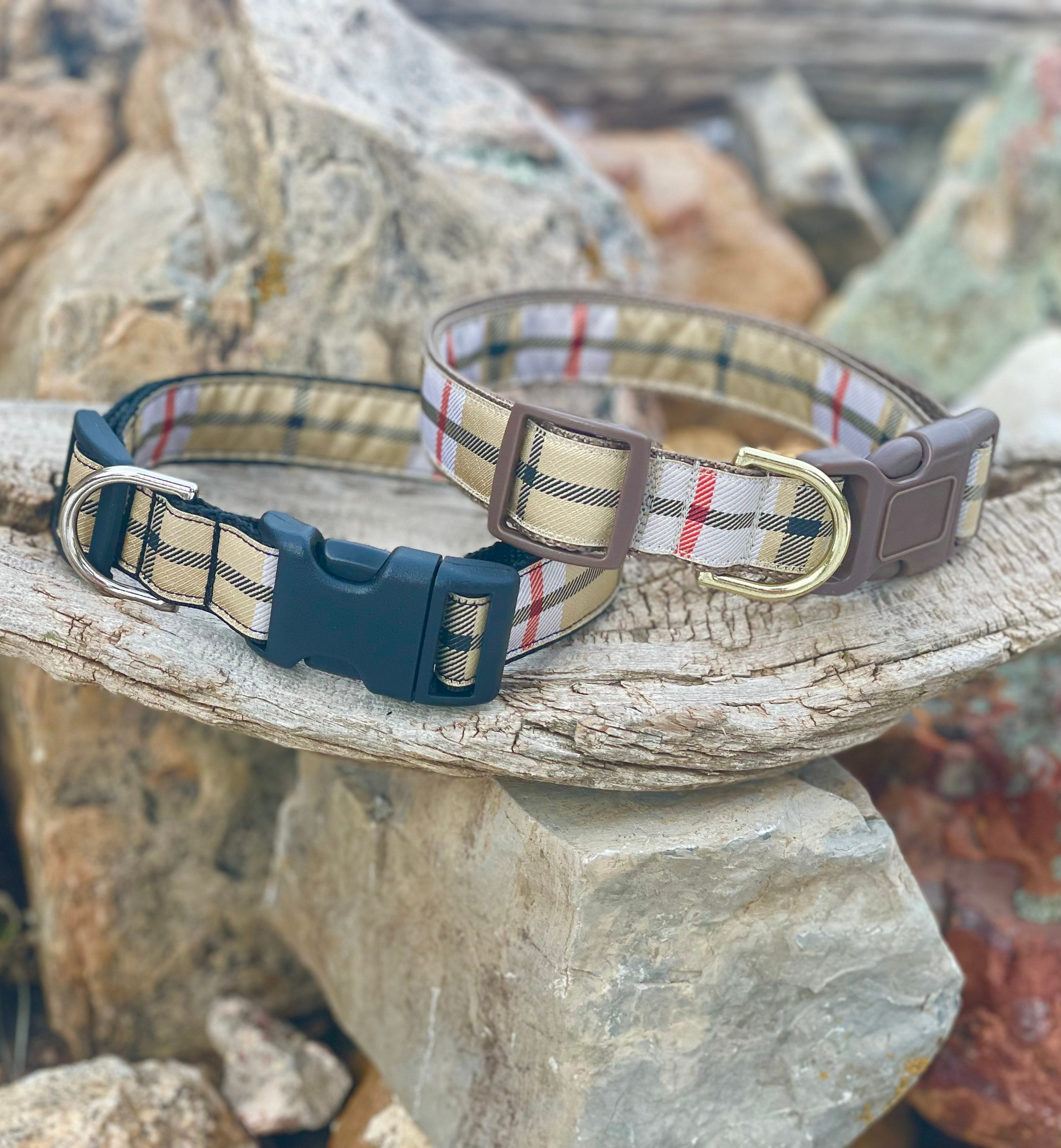 Designer Plaid Dog Collar - Plaid Dog Collar - Tan Dog Collars - Trendy  Plaid Dog Collar - Checkered Dog Collar - Plaid Pet Collar - 1" Wide - Etsy