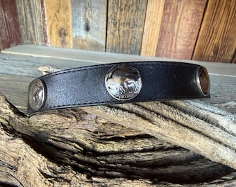 Buffalo Nickel Leather Dog Collar – Western Native American Style