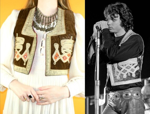 RARE Vintage 60's Velvet Vest Mirrors Jim Morrison Hippie