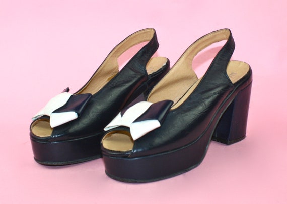 RARE Vintage 60s 70s Shoes PLATFORMS Uk 3.5 4 / US