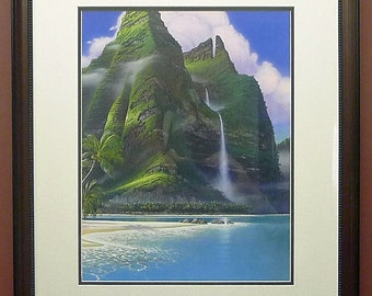 Custom Framed, Coastal painting (print)