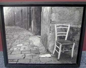 Custom Framed, Black & White Photograph mounted on wood.