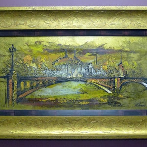 Custom Framed, Painting with painted glass overlay image 1