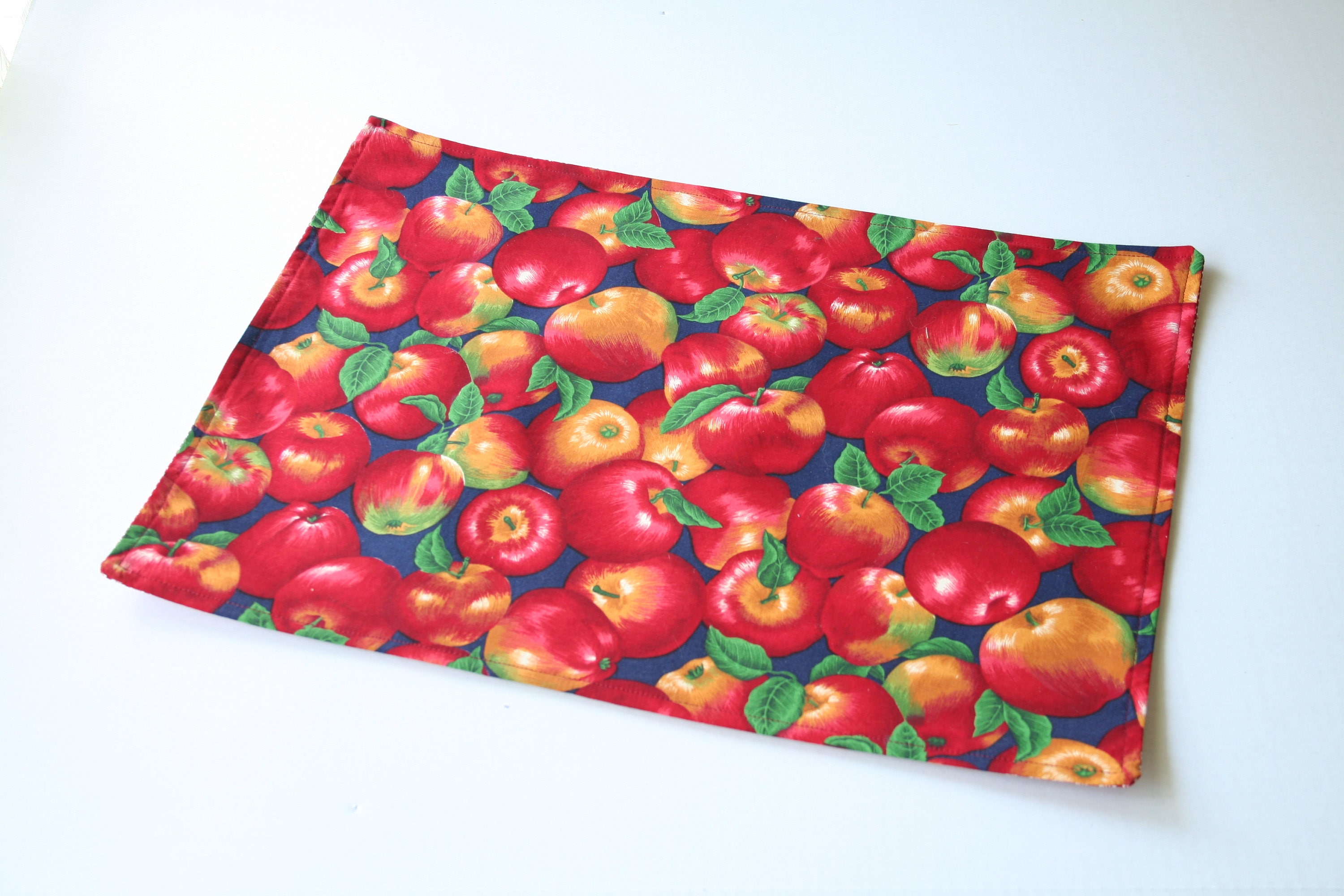 Handmade Placemats Red Apples Pattern Etsy