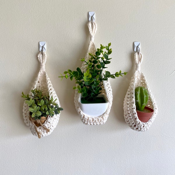 Boho home decor , wall hanging succulent plant holder , crochet