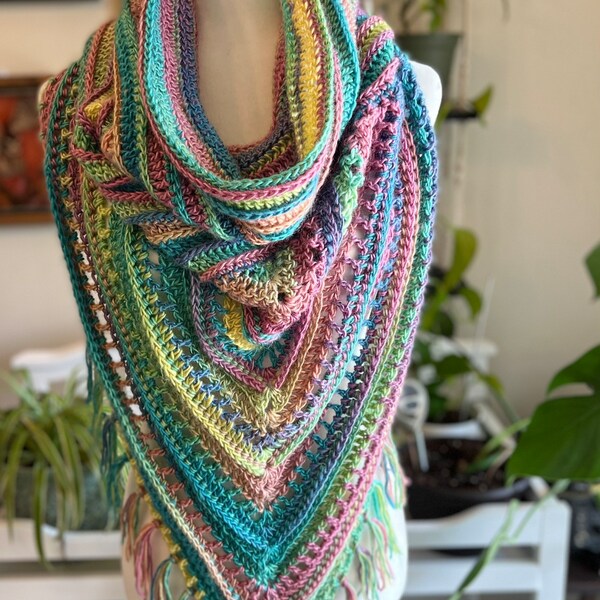 Cotton Candy wild oleander hooded scarf | triangle shawl | adult