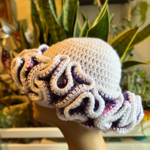 Color Block Crochet Bucket Hat With Ruffles - Etsy