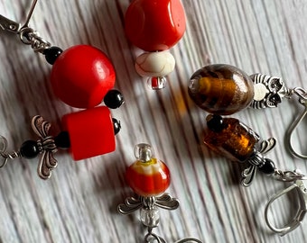 Red assorted stitch markers | hair jewelry | crochet | set of 6