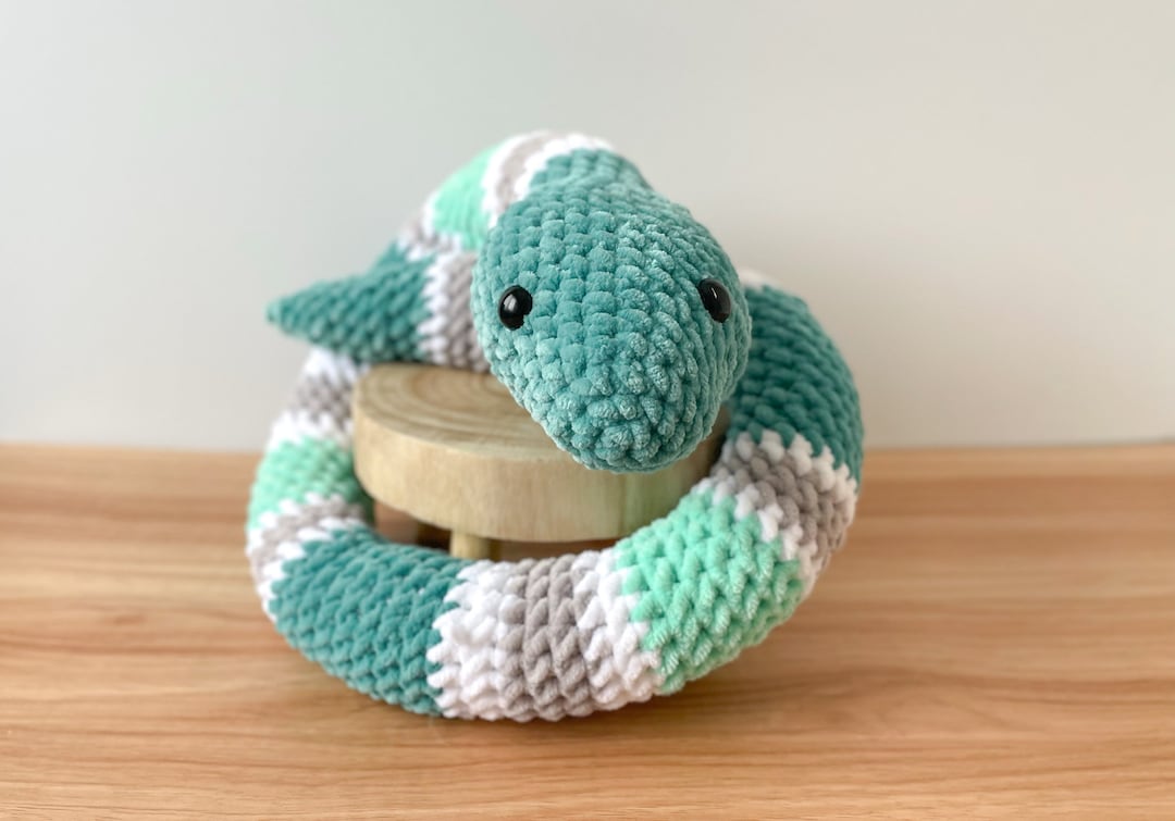 Large Snake Plushie Amigurumi Crochet, Handmade Stuff Animal, Toy, Gift