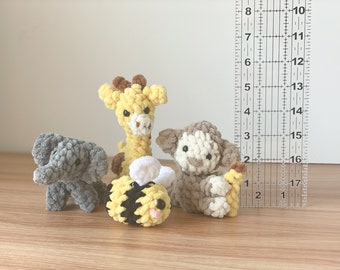 Itty Bitty Mini Animal Plushie - Amigurumi Crochet, Stuffed Animal, Soft Plush, Toy, Gift for Kids, Grandkids, Older Child, Tiny Collectible