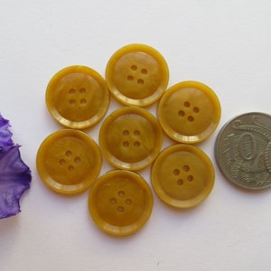 50s Vintage Unisex 4-Hole Rimmed Caramel Yellow Blouse Dress Craft Buttons-18mm image 4