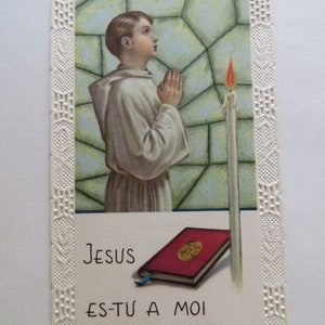 Cartão Sagrado de Confirmação Francês Vintage de 1968 - Cartão com Corte Renda