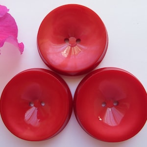 1950s Vintage Big Concave Deep-center 2-Hole Red Coat Jacket Dress Buttons-35mm