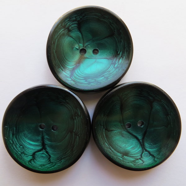 1950s Vintage Med Marbled Black Aqua Sea Green Coat Jacket Dress Buttons-30mm